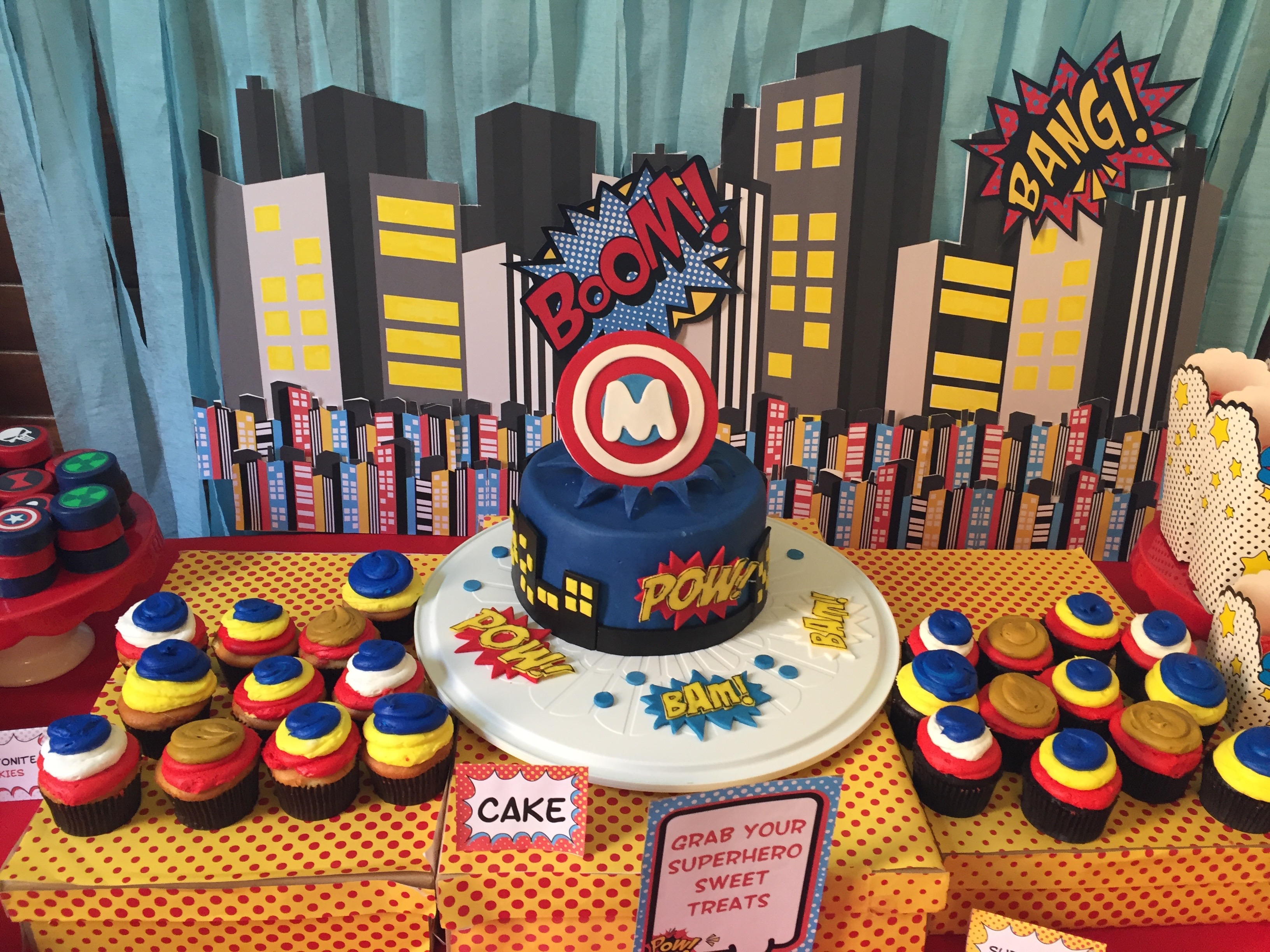 superhero baby shower cake